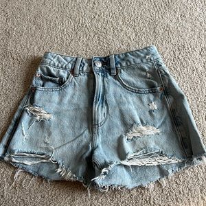 Garage lightly distressed denim shorts